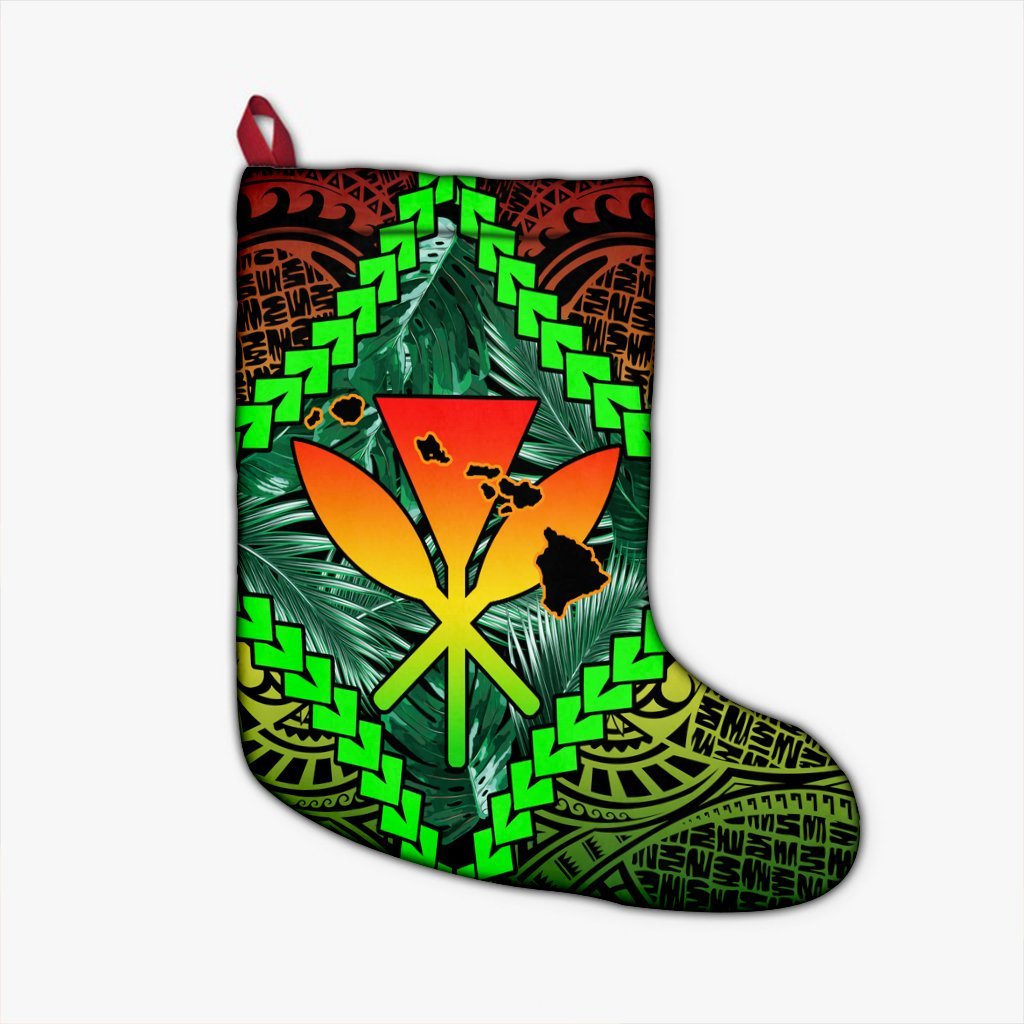 Hawaii Kanaka Kakau Tropical Polynesian Christmas Stocking - AH Christmas Stocking 26 X 42 cm Black - Polynesian Pride