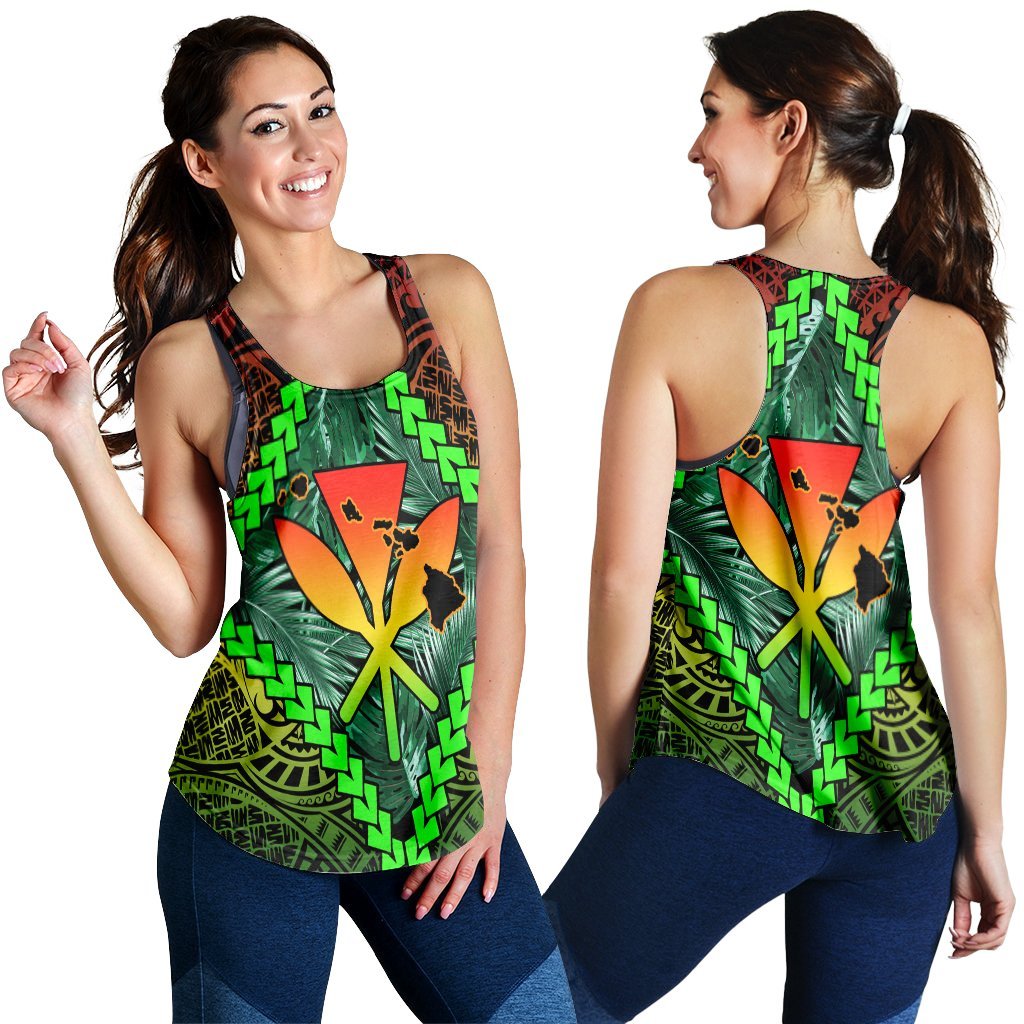 Hawaii Kanaka Kakau Tropical Polynesian Racerback Tank - AH Black - Polynesian Pride