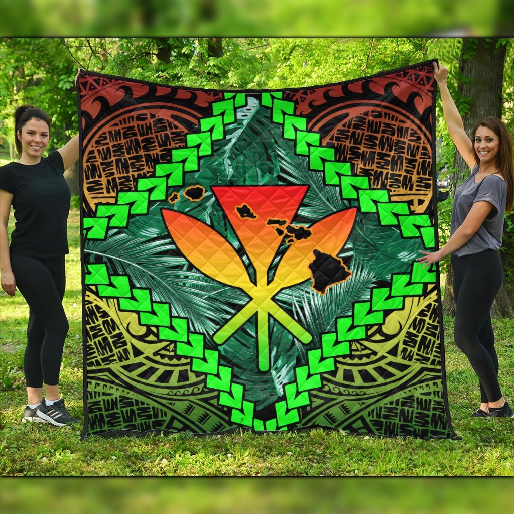 Hawaii Kanaka Kakau Tropical Polynesian Premium Quilts - AH Black - Polynesian Pride