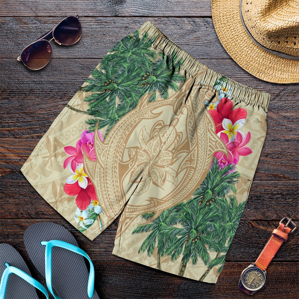 Hawaii Kanaka Maoli Palm Trees Turtle And Sharks Men's Shorts - AH Art - Polynesian Pride