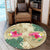 Hawaii Kanaka Maoli Plumeria Palm Trees Hammer Shark Round Carpet - AH - Polynesian Pride