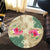 Hawaii Kanaka Maoli Plumeria Palm Trees Hammer Shark Round Carpet - AH - Polynesian Pride