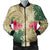 Hawaii Kanaka Maoli Plumeria Palm Trees Hammer Shark Bomber Jacket - AH Black Unisex - Polynesian Pride