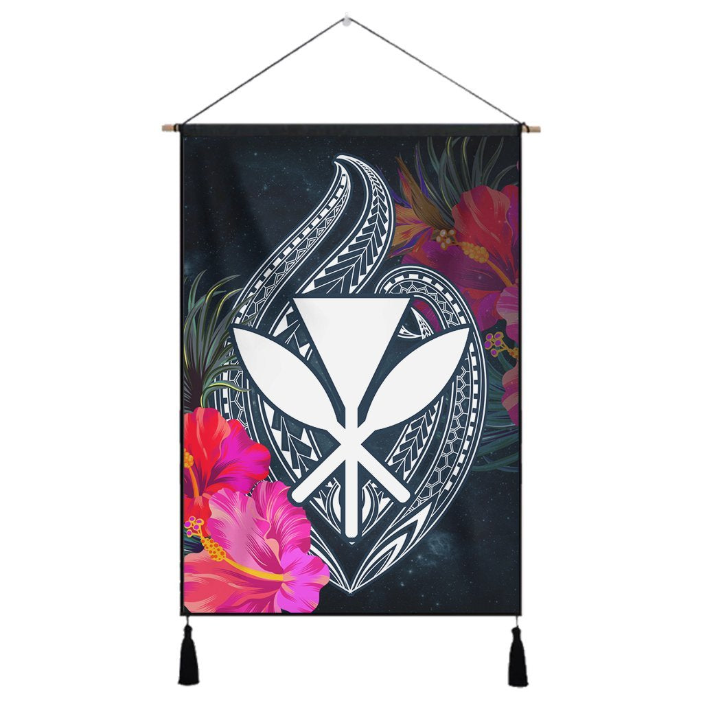 Hawaii Kanaka Polynesian Hibiscus Hanging Poster - AH Hanging Poster Cotton And Linen - Polynesian Pride