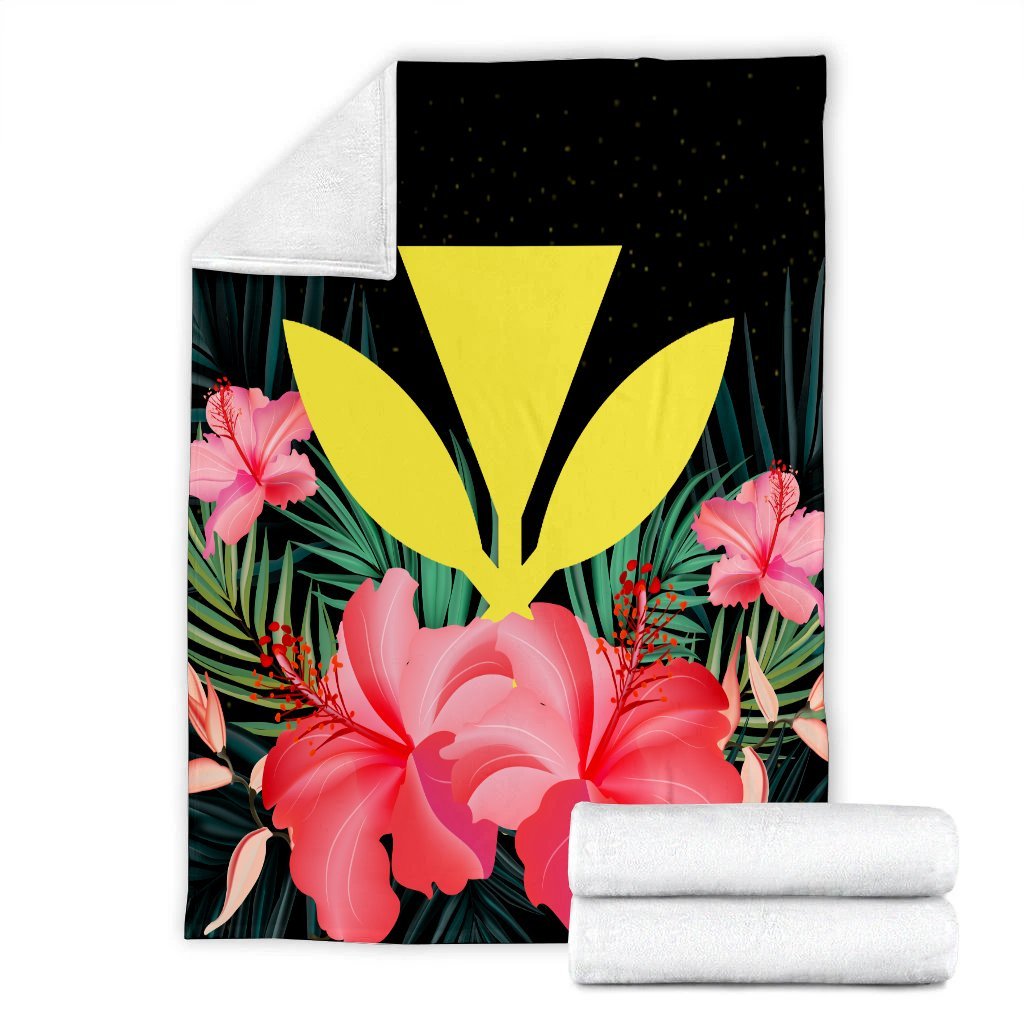 Hawaii Kanaka Tropical Hibiscus Premium Blankets - AH - Polynesian Pride