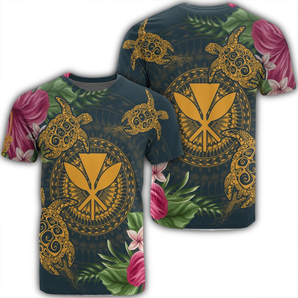 Hawaii Kanaka Turtle Hibiscus Plumerian Polynesia T Shirt Alena Style Unisex Black - Polynesian Pride