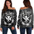 Hawaii Kanaka Turtle Hibiscus Polynesian Women's Off Shoulder Sweater - Anthea Style - AH Black - Polynesian Pride