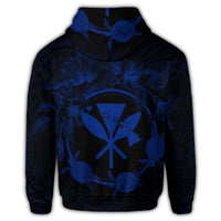 Hawaii Kanaka Turtle Hibiscus Polynesian Zip Hoodie Anthea Style Blue - Polynesian Pride