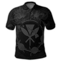 Hawaii Kanaka Turtle Hibiscus Polynesian Polo Shirt Anthea Style Gray - Polynesian Pride