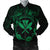 Hawaii Kanaka Turtle Hibiscus Polynesian Bomber Jacket - Anthea Style Green - AH Black Unisex - Polynesian Pride