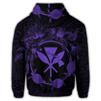 Hawaii Kanaka Turtle Hibiscus Polynesian Zip Hoodie Anthea Style Purple - Polynesian Pride
