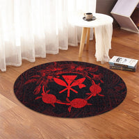 Hawaii Kanaka Turtle Hibiscus Polynesian Round Carpet - Anthea Style Red - AH - Polynesian Pride