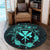 Hawaii Kanaka Turtle Hibiscus Polynesian Round Carpet - Anthea Style Turquoise - AH - Polynesian Pride