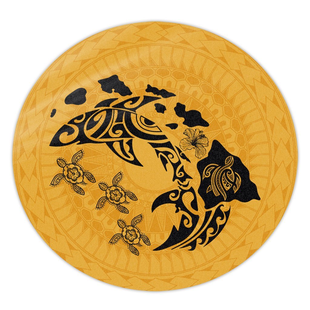 Hawaii Love Animal Polynesian Round Carpet - AH Round Carpet Luxurious Plush - Polynesian Pride