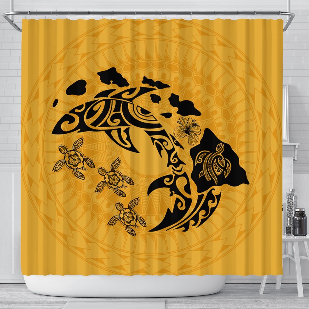 Hawaii Love Animal Polynesian Shower Curtain - AH 177 x 172 (cm) Black - Polynesian Pride