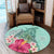 Hawaii Manta Ray Tropical Hibiscus Plumeria Round Carpet - AH - Polynesian Pride