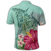 Hawaii Manta Ray Tropical Hibiscus Plumeria Polo Shirt - Polynesian Pride