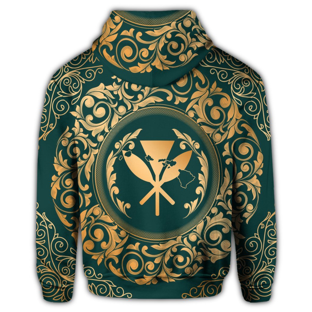 Hawaiian Map Classic Floral Hoodie Green - Polynesian Pride