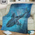 Hawaii Map Kanaka Galaxy Shark Premium Blankets - AH - Polynesian Pride