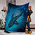 Hawaii Map Kanaka Galaxy Shark Premium Blankets - AH - Polynesian Pride