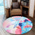 Hawaii Map Kanaka Hibiscus Polynesian Turtle Swimming Round Carpet - Sweet Dream Style - AH - Polynesian Pride