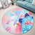 Hawaii Map Kanaka Hibiscus Polynesian Turtle Swimming Round Carpet - Sweet Dream Style - AH - Polynesian Pride