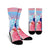 Hawaii Map Kanaka Hibiscus Polynesian Turtle Swimming Crew Socks - Sweet Dream Style - AH Crew Socks White - Polynesian Pride