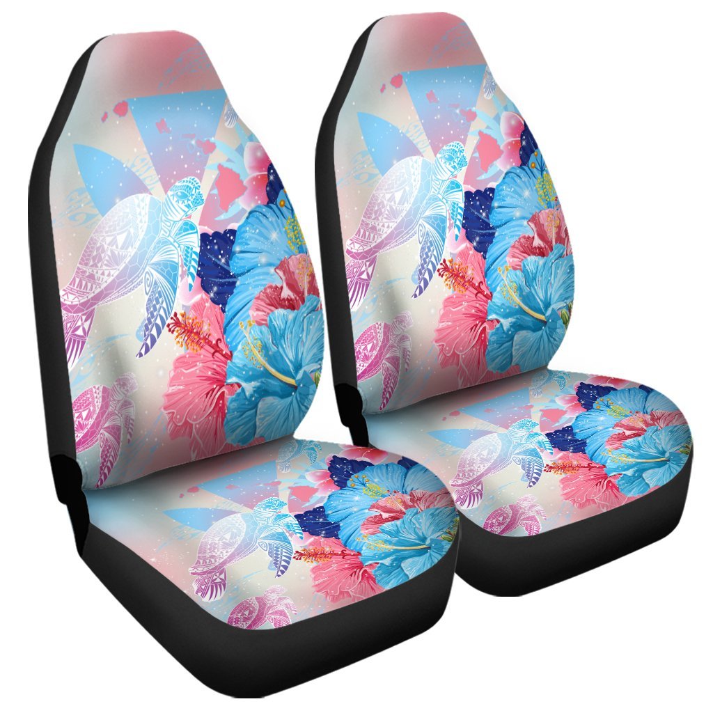 Hawaii Map Kanaka Hibiscus Polynesian Turtle Swimming Car Seat Covers - Sweet Dream Style - AH Universal Fit Black - Polynesian Pride