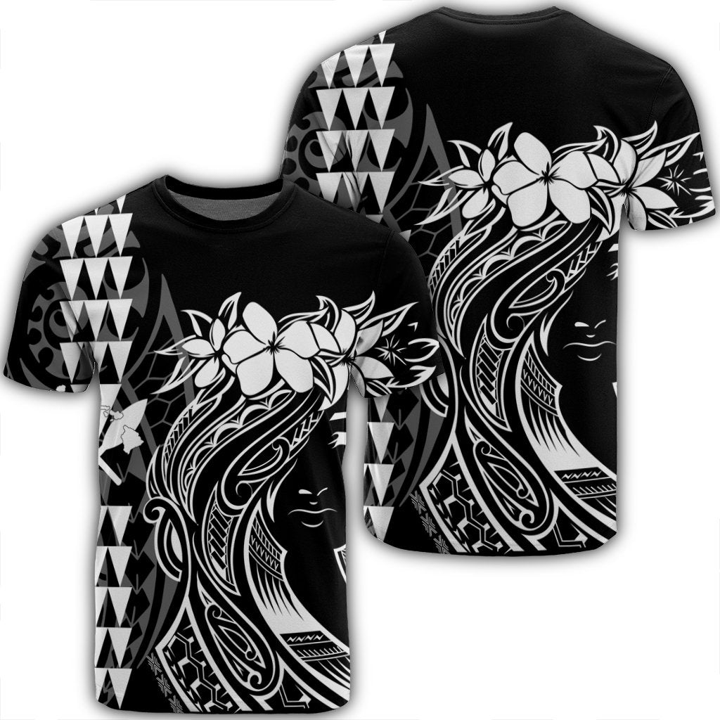 Hawaii Map Kanaka Polynesian Hula Girl T Shirt J5R Unisex Black - Polynesian Pride