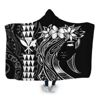 Hawaii Map Kanaka Polynesian Hula Girl Hooded Blanket - AH - J5R Hooded Blanket White - Polynesian Pride