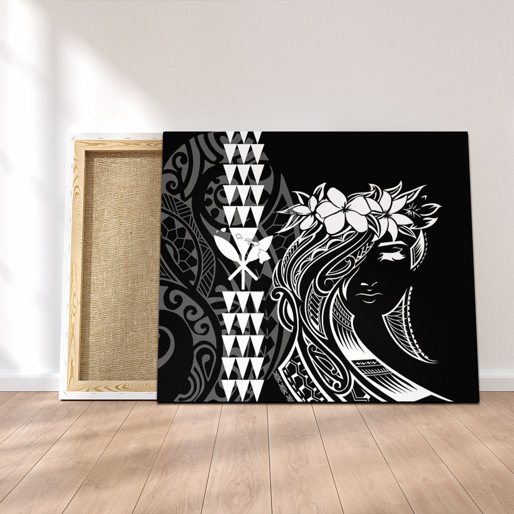 Hawaii Map Kanaka Polynesian Hula Girl Canvas - AH - J5C Canvas Poly-cotton - Polynesian Pride