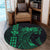 Hawaii Map Kanaka Polynesian Hula Girl Round Carpet Green - AH - J5R - Polynesian Pride