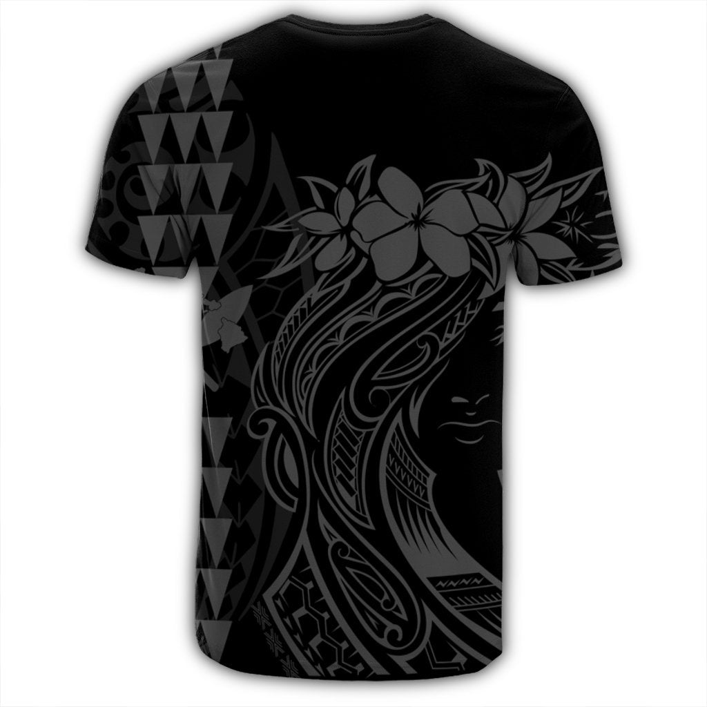 Hawaii Map Kanaka Polynesian Hula Girl T Shirt Grey J5R - Polynesian Pride