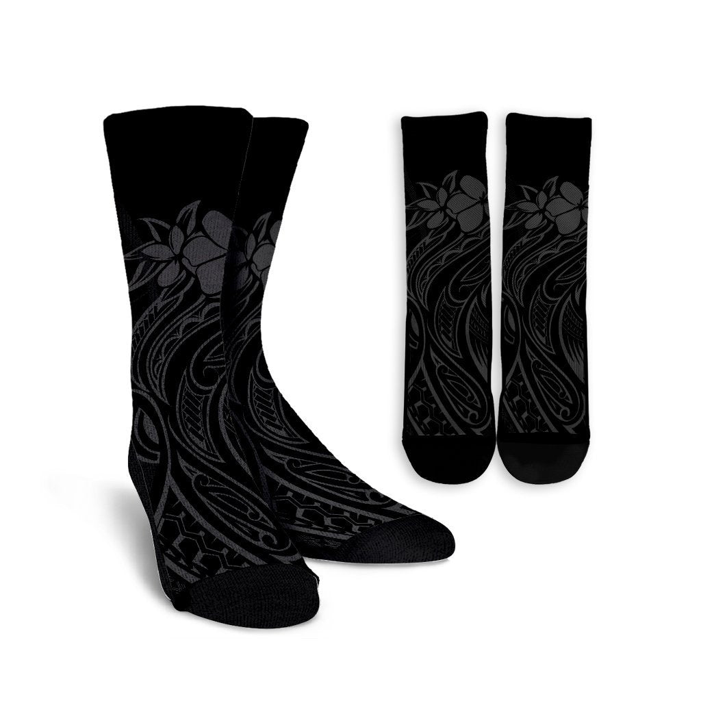 Hawaii Map Kanaka Polynesian Hula Girl Crew Socks Grey - AH - J5R Crew Socks White - Polynesian Pride