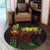 Hawaii Map Kanaka Polynesian Hula Girl Round Carpet Reggae - AH - J5R - Polynesian Pride