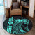 Hawaii Map Kanaka Polynesian Hula Girl Round Carpet Turquoise - AH - J5R - Polynesian Pride