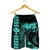 Hawaii Map Kanaka Polynesian Hula Girl Men's Shorts Turquoise - AH - J5C - Polynesian Pride