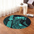 Hawaii Map Kanaka Polynesian Hula Girl Round Carpet Turquoise - AH - J5R - Polynesian Pride