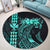 Hawaii Map Kanaka Polynesian Hula Girl Round Carpet Turquoise - AH - J5R - Polynesian Pride