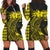 Hawaii Map Kanaka Polynesian Hula Girl Hoodie Dress Yellow - AH - J5R Black - Polynesian Pride