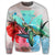 Hawaii Map Kanaka Sea Turtle Hibiscus Sweatshirt - AH - Blue Pink - Polynesian Pride