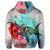 Hawaii Map Kanaka Sea Turtle Hibiscus Zip Hoodie Blue Pink - Polynesian Pride