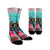 Hawaii Map Kanaka Sea Turtle Hibiscus Crew Socks - AH - Blue Pink Crew Socks White - Polynesian Pride