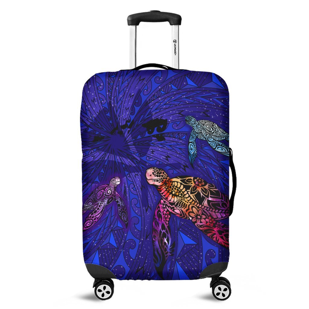 Hawaii Map Kanaka Turtle Luggage Covers - Volcano Style - Galaxy - AH Black - Polynesian Pride