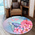 Hawaii Map Kanaka Turtle Galaxy Night Plumeria Hibiscus Round Carpet - AH - Polynesian Pride