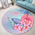 Hawaii Map Kanaka Turtle Galaxy Night Plumeria Hibiscus Round Carpet - AH - Polynesian Pride