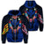 Hawaii Map Kanaka Two Men Holding Flag Zip Hoodie Blue Unisex Art - Polynesian Pride
