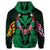Hawaii Map Kanaka Two Men Holding Flag Zip Hoodie Green - Polynesian Pride