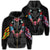 Hawaii Map Kanaka Two Men Holding Flag Zip Hoodie Grey Polyester - Polynesian Pride