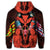 Hawaii Map Kanaka Two Men Holding Flag Zip Hoodie Orange - Polynesian Pride